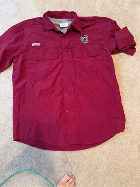 Columbia (Academy)Gamecocks Men's Maroon Short-Sleeve Button-Down Shirt